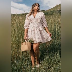 JessaKae Pure Bliss White Floral Ruffle Mini Dress Plus Size 3X